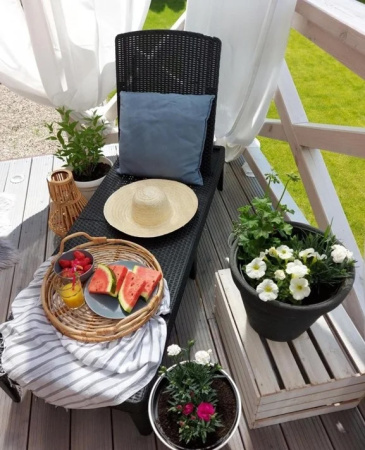 Лежак из искусственного ротанга Jaipur, графитовый [235162]