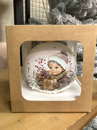 Шар елочный стекл. декупаж 12 см, [DQ2]