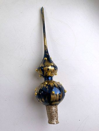 Верхушка стеклянная на елку, декорированная