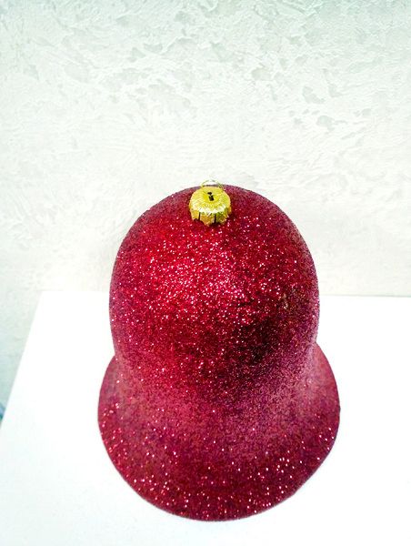 Украшение для больших ёлок "Колокольчик" парча красный, 25см