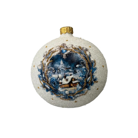 Шар елочный стекл. декупаж 10 см, [DQ6]