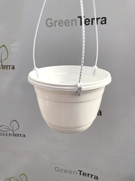 Кашпо подвесное, белое, ø 20см, высота 13.4см, объём 2.5л.