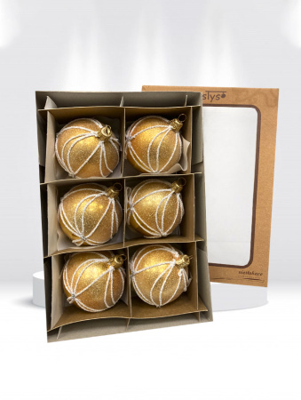 Набор шаров пластик. декор №5 разные цвета, 6см / 8см / 10см Шар пластиковый декорированный