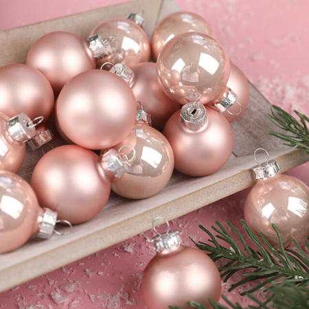 Набор стекл. шаров 3.5 см розовый бутон mix, 16 шт [010341]