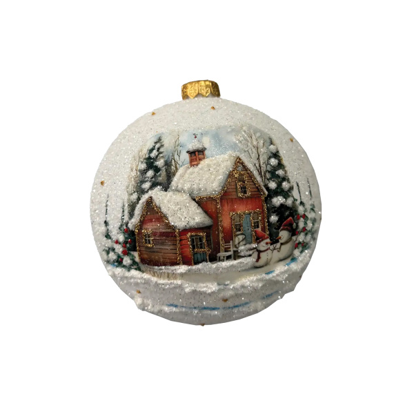 Шар елочный стекл. декупаж 12 см, [DQ3]