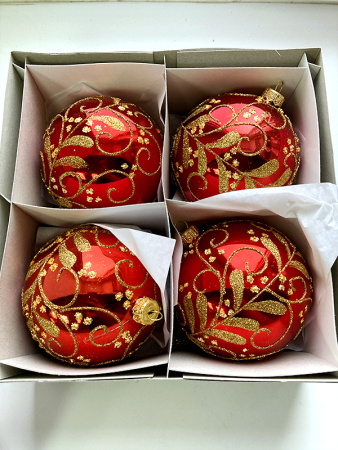 Набор шаров пластик. декор №4 разные цвета, 6см / 8см / 10см Шар пластиковый декорированный