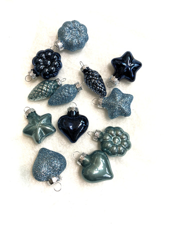 Набор стекл. елочных игрушек "Blue Lagoon" 4-5 см, 12 шт