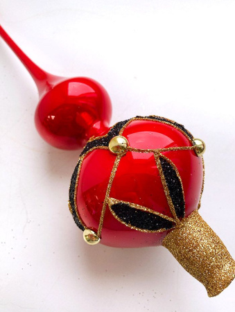 Верхушка стеклянная на елку, декорированная