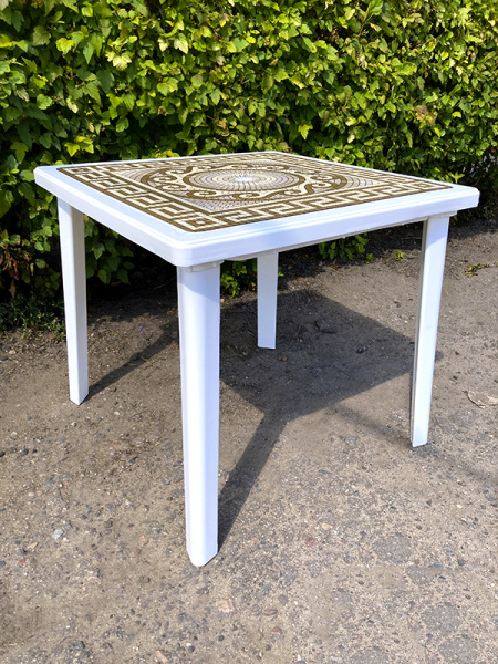 Пластиковый квадратный стол с деколем «Греческии орнамент» [40-000]