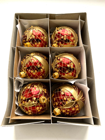 Набор шаров пластик. декор №6 разные цвета, 6см / 8см / 10см Шар пластиковый декорированный