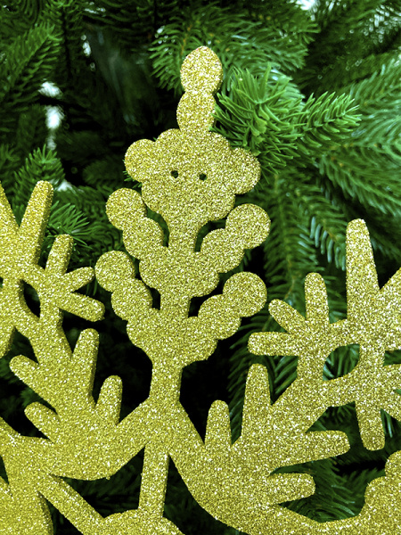 Украшение для больших ёлок снежинка "Морозный Узор" 30см, парча золото, деревянная