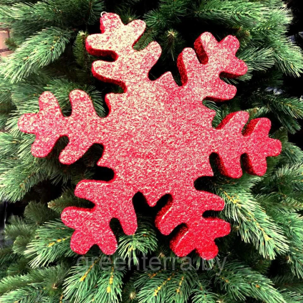 Украшение для больших ёлок "Снежинка" 45см, парча разных цветов