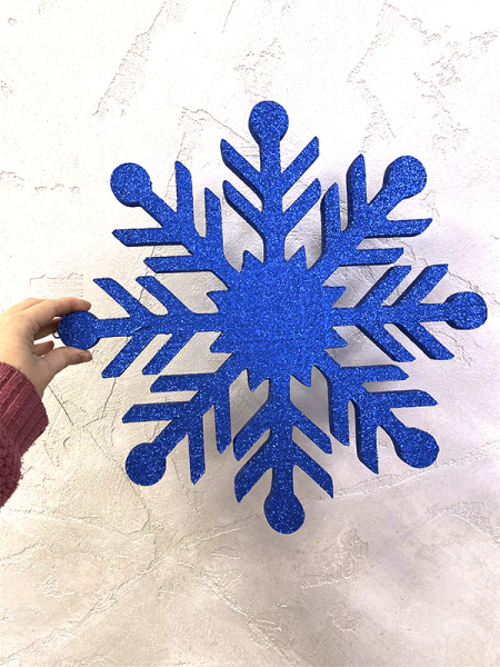 Украшение для больших ёлок снежинка "Снежинка Резная" 40см, парча синий