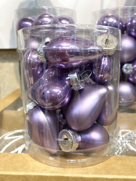 Набор стекл. елочных игрушек "Сердце Монплезира" 4.5см лавандовый mix, 12 шт