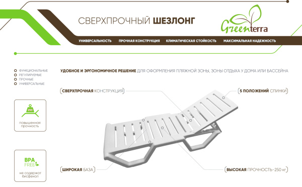 Лежак полимерный пляжный