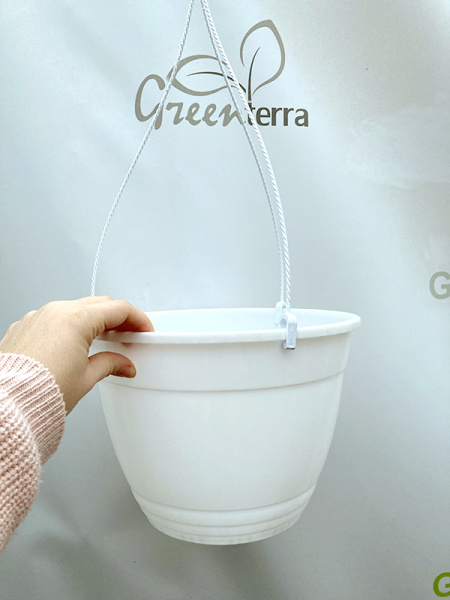 Кашпо подвесное, белое, ø 27см, высота 19см, объём 7л.