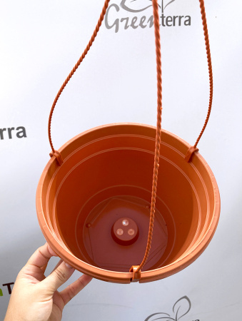 Кашпо подвесное, терракотовое, ø 25см, высота 15см, объём 5л.