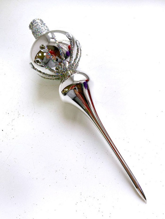 Верхушка стеклянная на елку, декорированная