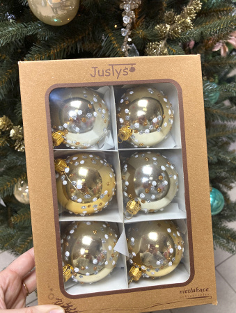 Набор шаров пластик. декор №8 разные цвета, 6см / 8см / 10см Шар пластиковый декорированный