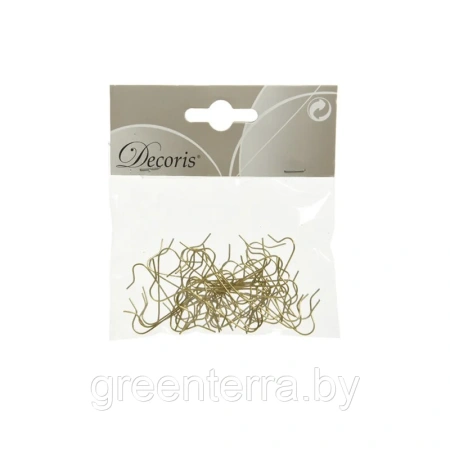 Крючки для елочных игрушек тонкие, золото [400008]