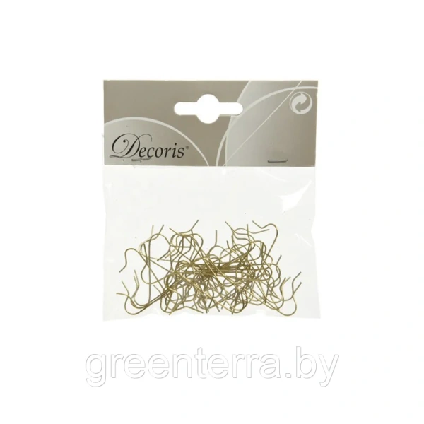 Крючки для елочных игрушек тонкие, золото [400008]