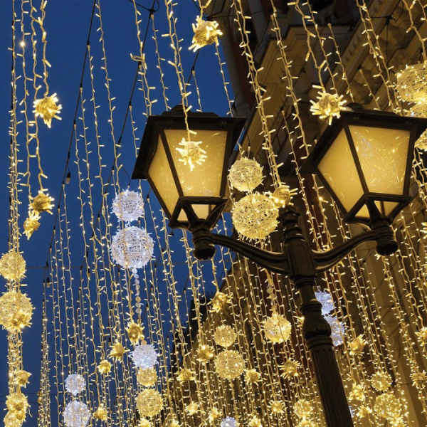 Светодиодная гирлянда Feron CL07 400LED тепл. белый, 40м, c эффектом стробов, IP 44 [32316]