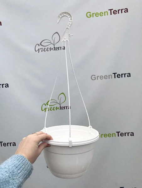 Кашпо подвесное, белое, ø 23см, высота 14см, объём 3.7л.