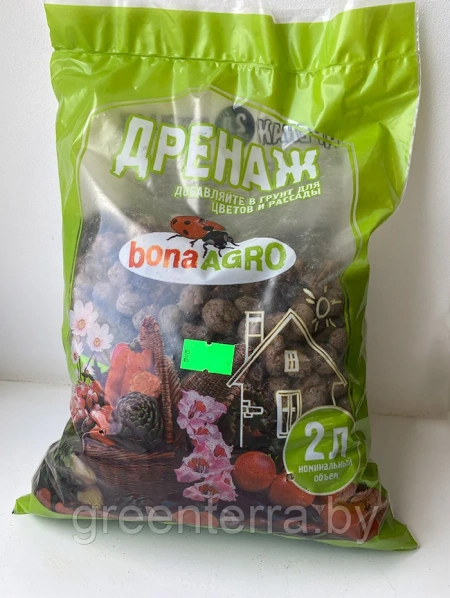Дренаж керамзитовый "bonaAGRO" 2л КРУПНЫЙ фр.10-16 мм. Дренаж керамзитовый "bonaAGRO" 2л КРУПНЫЙ фр.10-16 мм.