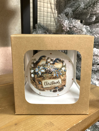 Шар елочный стекл. декупаж 12 см, [DQ4]