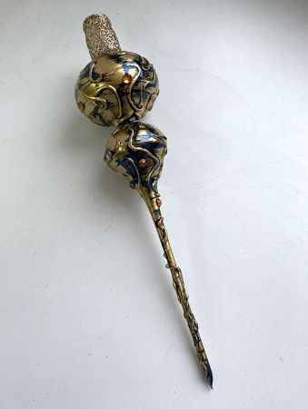 Верхушка стеклянная на елку, декорированная