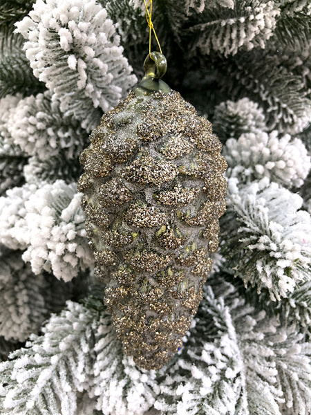 Игрушка елочная стекл. Шишка 14см [66143]