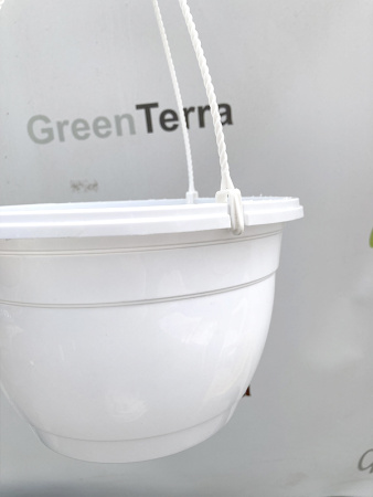 Кашпо подвесное, белое, ø 25см, высота 16см, объём 5л.