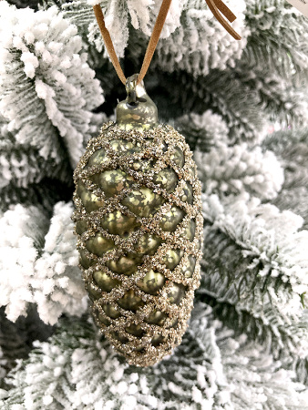 Игрушка елочная стекл. Шишка 10см [67221]