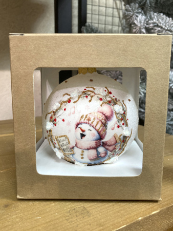 Шар елочный стекл. декупаж 10 см, [DQ3]