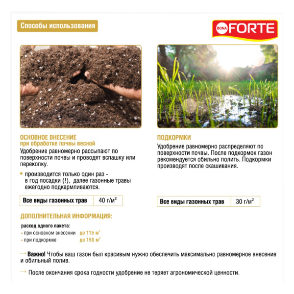 Удобрение минеральное Bona Forte "Газонное" (весна) 4.5кг