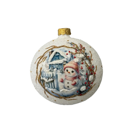 Шар елочный стекл. декупаж 10 см, [DQ3]
