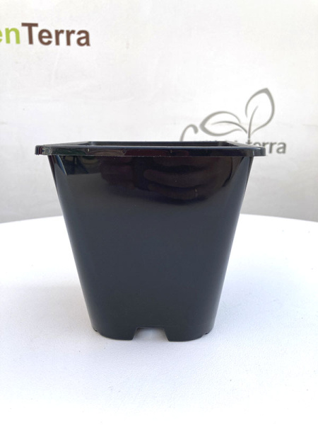 Горшок для рассады квадратный литой 1.5 л, 13*13*13 см, круглое дно