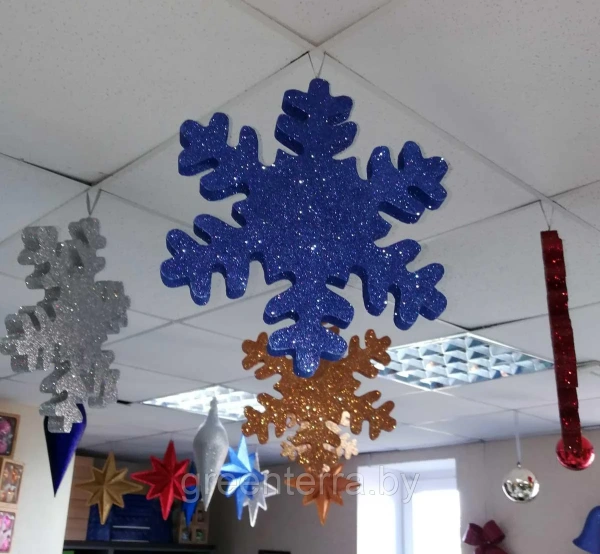 Украшение для больших ёлок "Снежинка" 20см, парча разных цветов