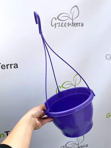 Кашпо подвесное, фиолетовое, ø 23см, высота 14см, объём 3.7л