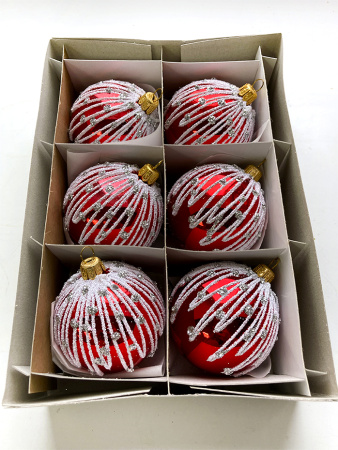 Набор шаров пластик. декор №13 разные цвета, 6см / 8см / 10см Шар пластиковый декорированный