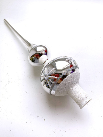 Верхушка стеклянная на елку, декорированная