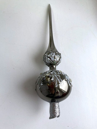 Верхушка стеклянная на елку, декорированная