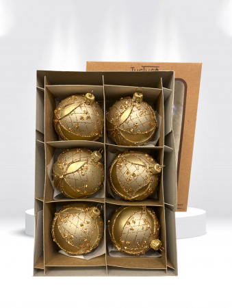 Набор шаров пластик. декор №6 разные цвета, 6см / 8см / 10см Шар пластиковый декорированный