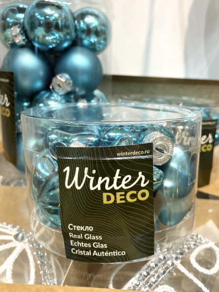 Набор стекл. елочных игрушек "Звезды" 4.5 см бирюзовый mix, 12 шт