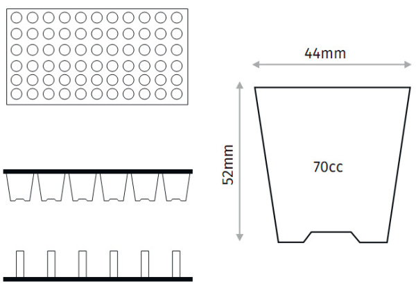 Кассета для рассады, 60 ячеек (70мл)