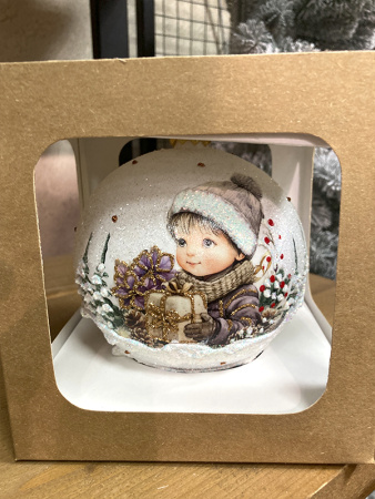 Шар елочный стекл. декупаж 12 см, [DQ2]