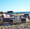 Журнальный столик из искусственного ротанга CORFU TABLE, капучино [241722]