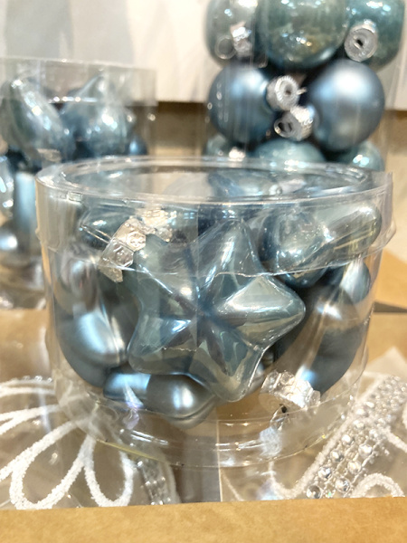 Набор стекл. елочных игрушек "Звезды" 4.5 см голубой туман mix, 12 шт