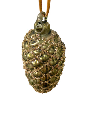 Игрушка елочная стекл. Шишка 10см [67221]