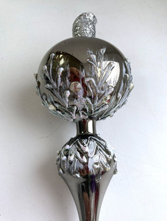 Верхушка стеклянная на елку, декорированная